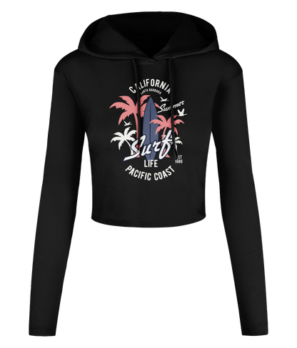 California Surf - Women's Cropped Hooded T-shirt