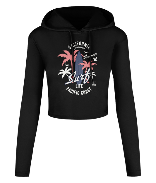 California Surf - Women's Cropped Hooded T-shirt