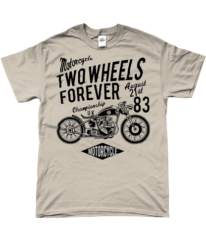 Two Wheels Forever Schwarz - SoftStyle Ringgesponnenes T-Shirt