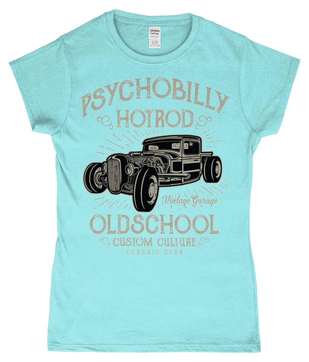 Psychobilly Hotrod – Gildan SoftStyle® Ladies Fitted Ringspun T-Shirt - Vitesse T-Shirts UK