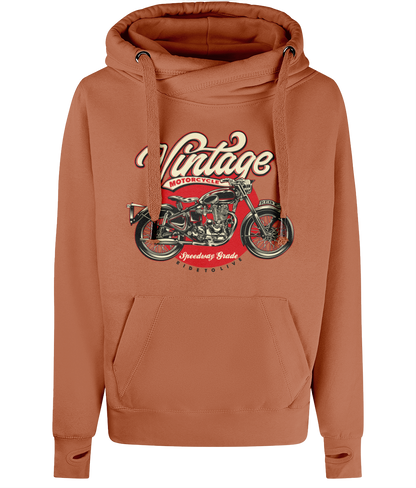 Vintage Motorcycle - AWDis Cross Neck Hoodie