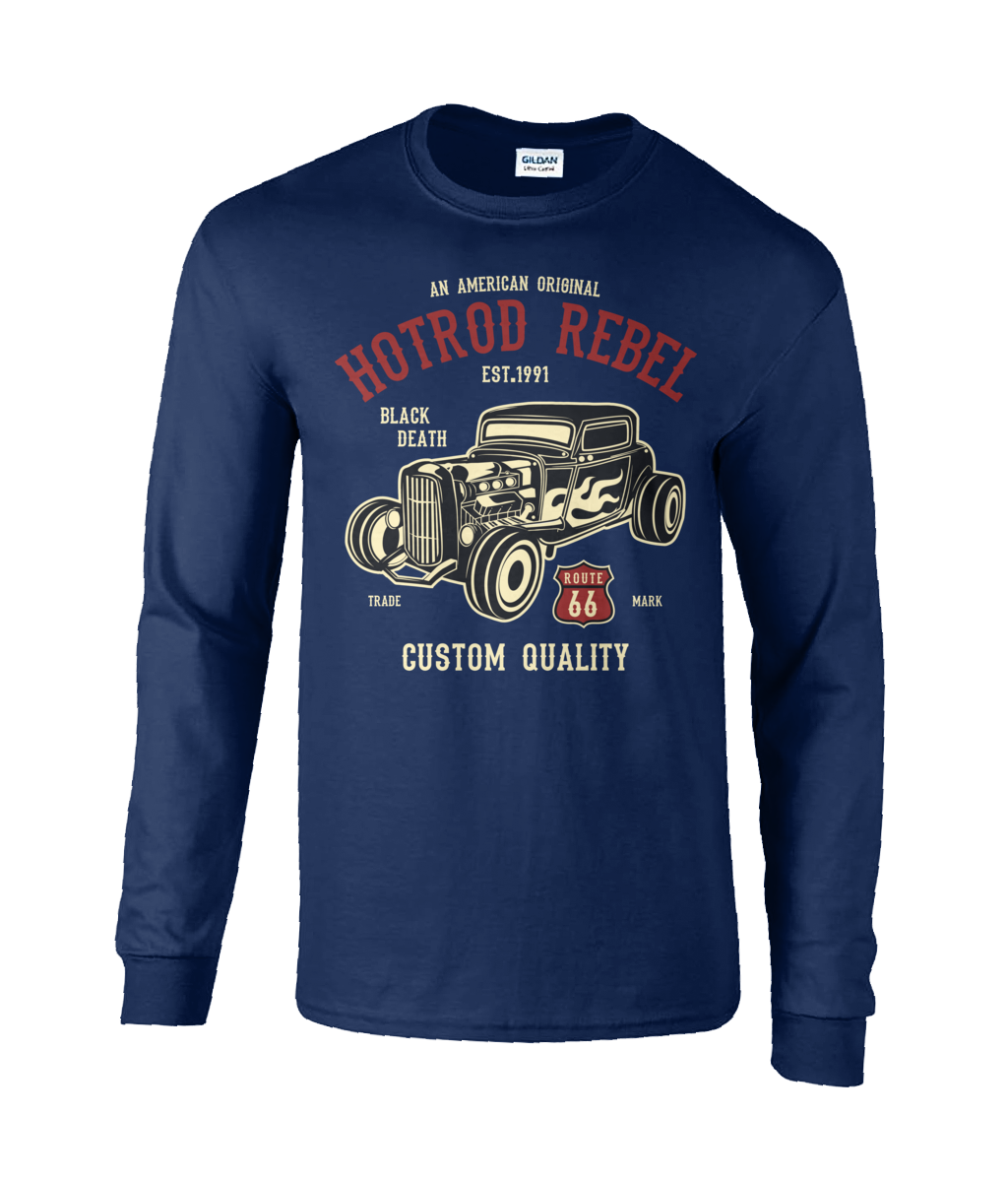 Hotrod Rebel – Langärmliges T-Shirt aus Ultra-Baumwolle