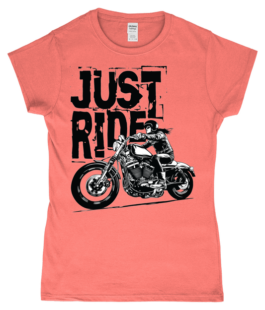 Biker Girl Black - Gildan SoftStyle® Ladies Fitted Ringspun T-Shirt - Vitesse T-Shirts UK