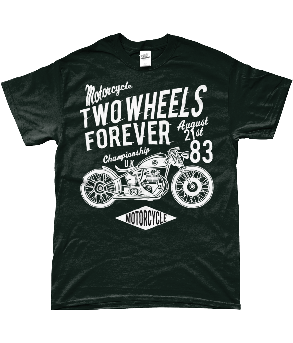 Two Wheels Forever White - SoftStyle Ringspun T-Shirt