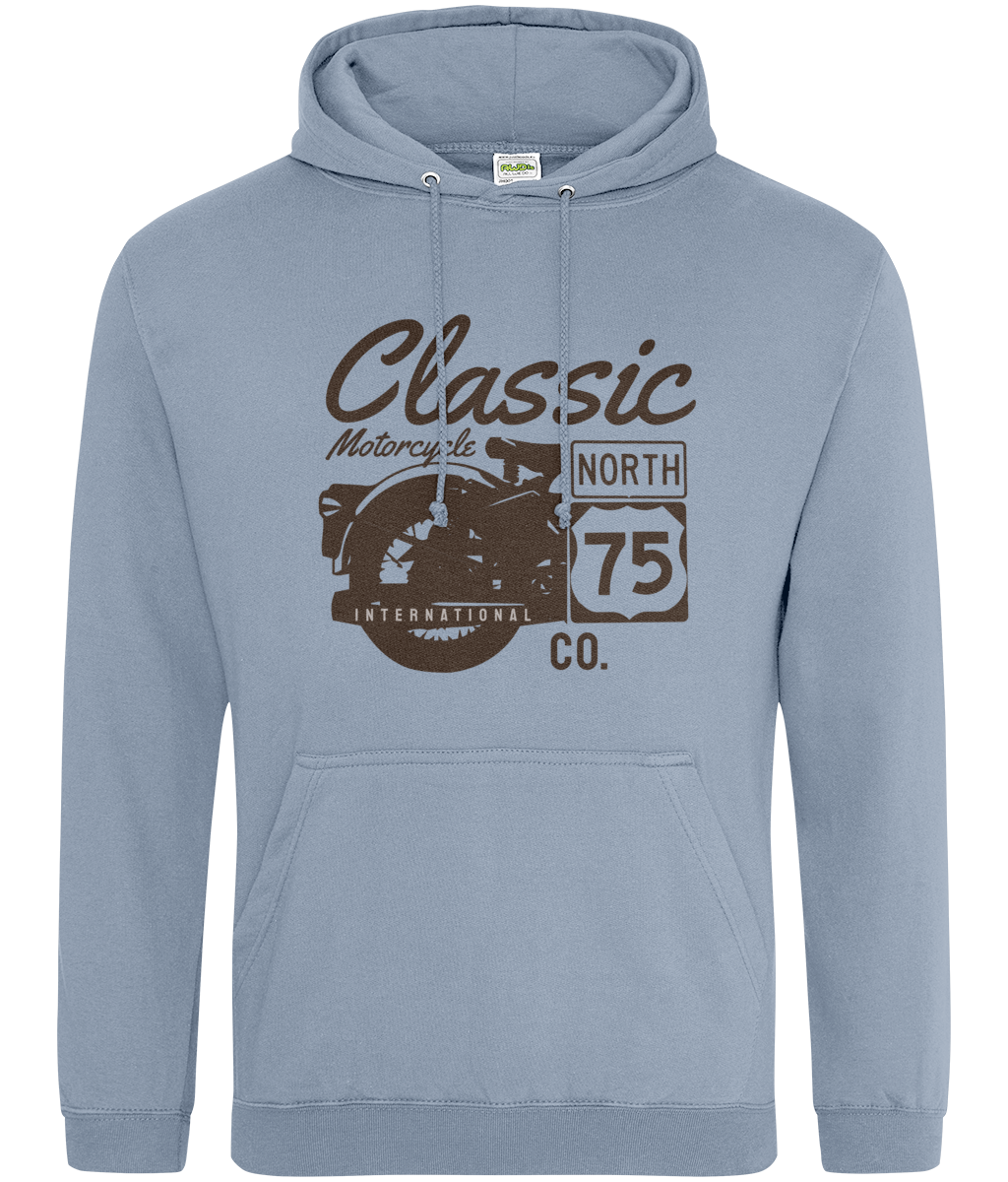 Classic Motorcycle 75 Black - AWDis College Hoodie