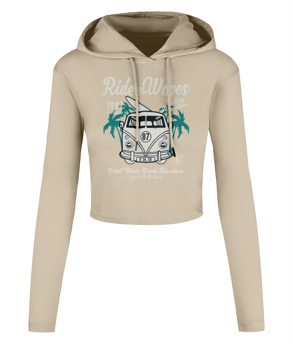 Ride The Waves - Women's Cropped Hooded T-shirt