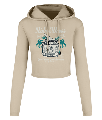 Ride The Waves - Women's Cropped Hooded T-shirt