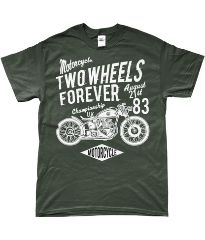 Two Wheels Forever White - SoftStyle Ringspun T-Shirt