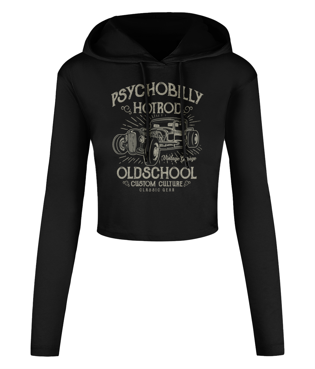 Psychobilly Hotrod - Women's Cropped Hooded T-shirt