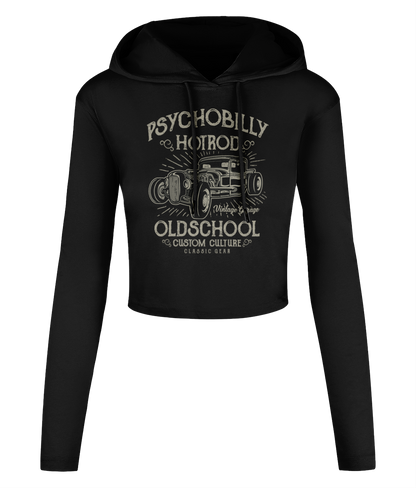 Psychobilly Hotrod - Women's Cropped Hooded T-shirt