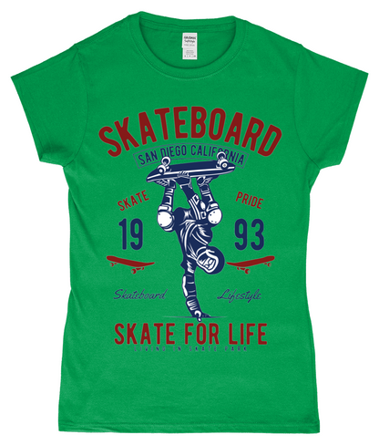 Skate For Life - T-shirt ajusté en fil filé à anneaux pour femme SoftStyle