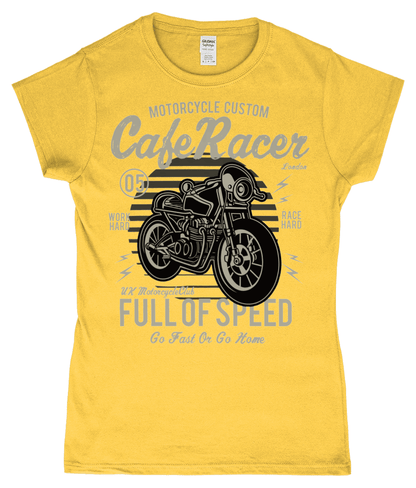 Cafe Racer v1 – Gildan SoftStyle® Ladies Fitted Ringspun T-Shirt - Vitesse T-Shirts UK