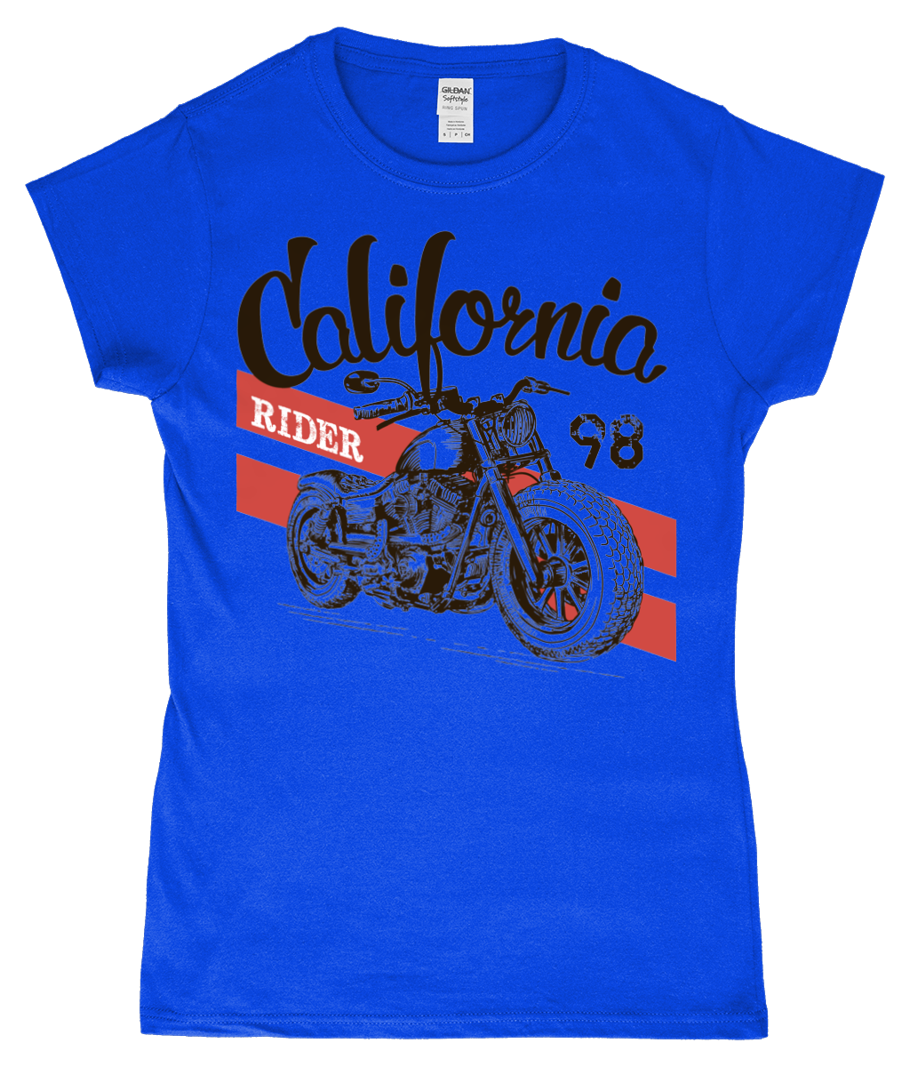 California Rider - Gildan SoftStyle® Ladies Fitted Ringspun T-Shirt - Vitesse T-Shirts UK