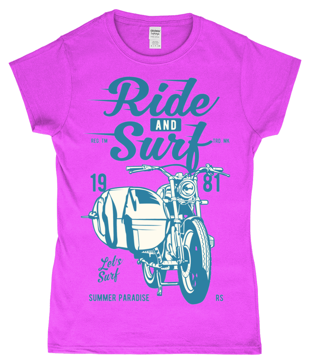 Ride And Surf – Gildan SoftStyle® Ladies Fitted Ringspun T-Shirt - Vitesse T-Shirts UK