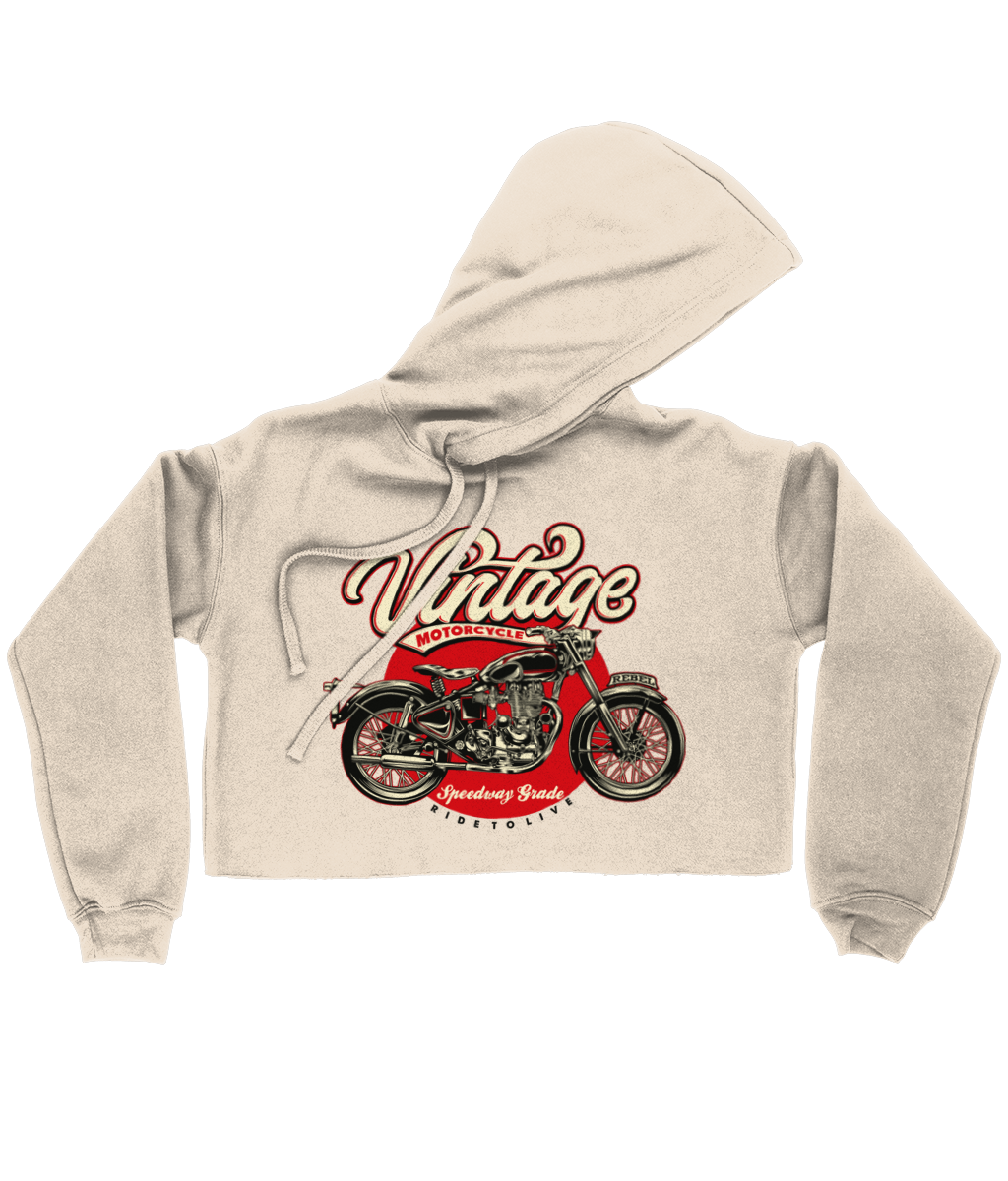 Vintage Motorcycle - Bella Ladies Cropped Hoodie