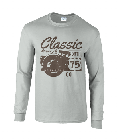 T-shirt à manches longues en coton ultra-résistant Classic Motorcycle 75 Noir