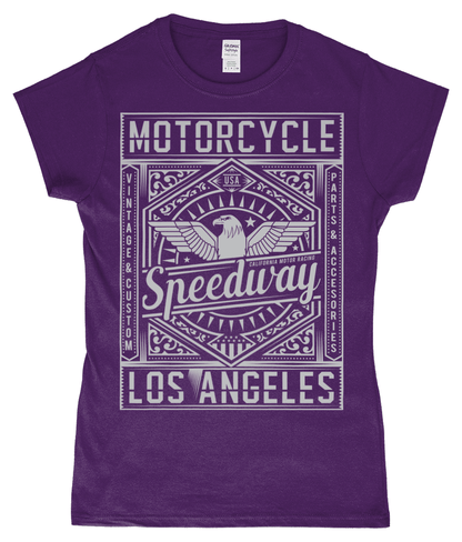 Motorcycle Speedway – Gildan SoftStyle® Ladies Fitted Ringspun T-Shirt - Vitesse T-Shirts UK