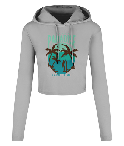 Surfing Paradise California Beach - Kurzes T-Shirt mit Kapuze für Damen