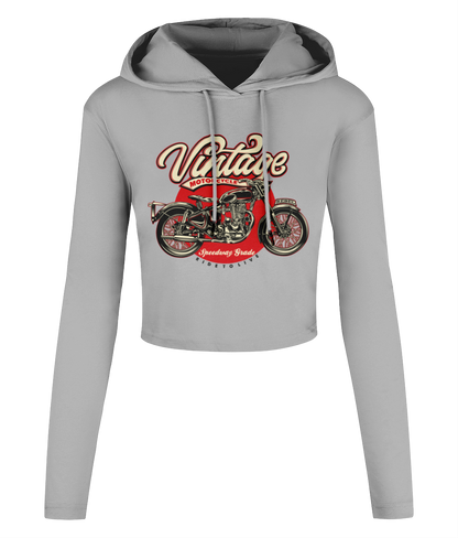 Vintage Motorcycle - Women's Cropped Hooded T-shirt