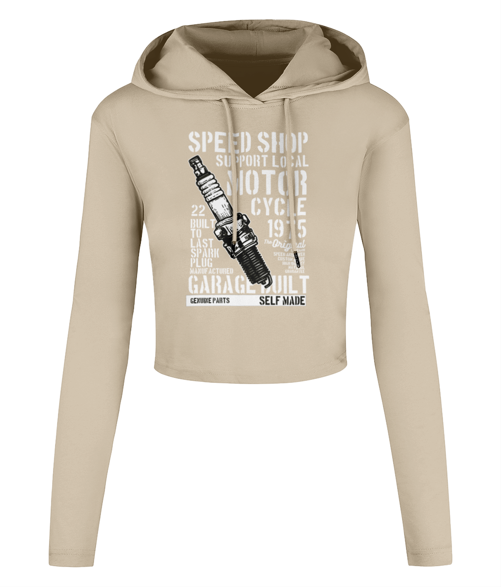 Speed Shop - Women's Cropped Hooded T-shirt