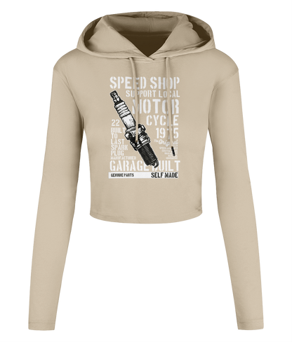 Speed Shop - Women's Cropped Hooded T-shirt