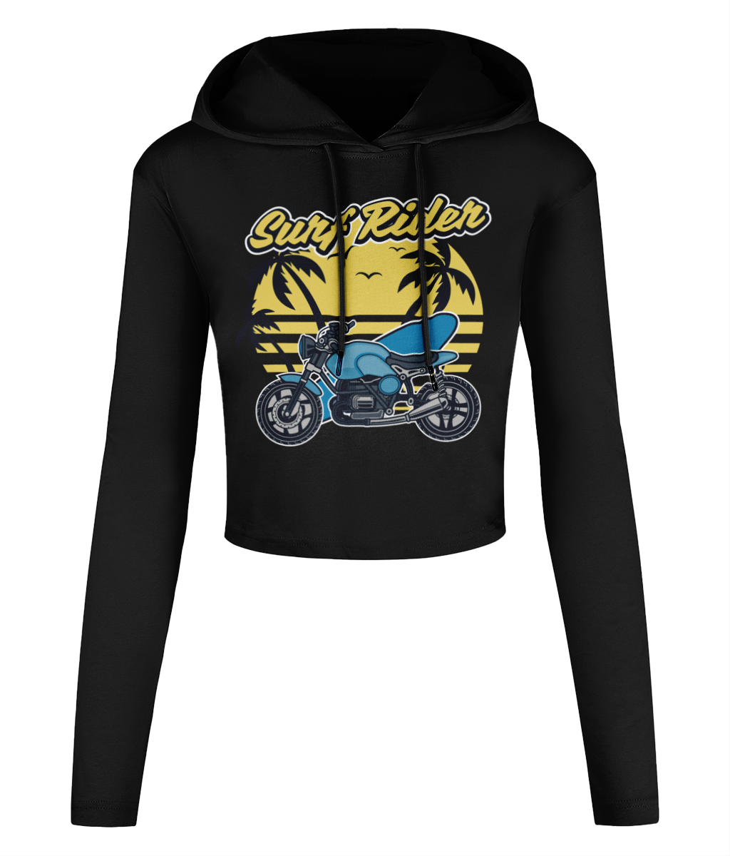 Surf Rider - Women's Cropped Hooded T-shirt