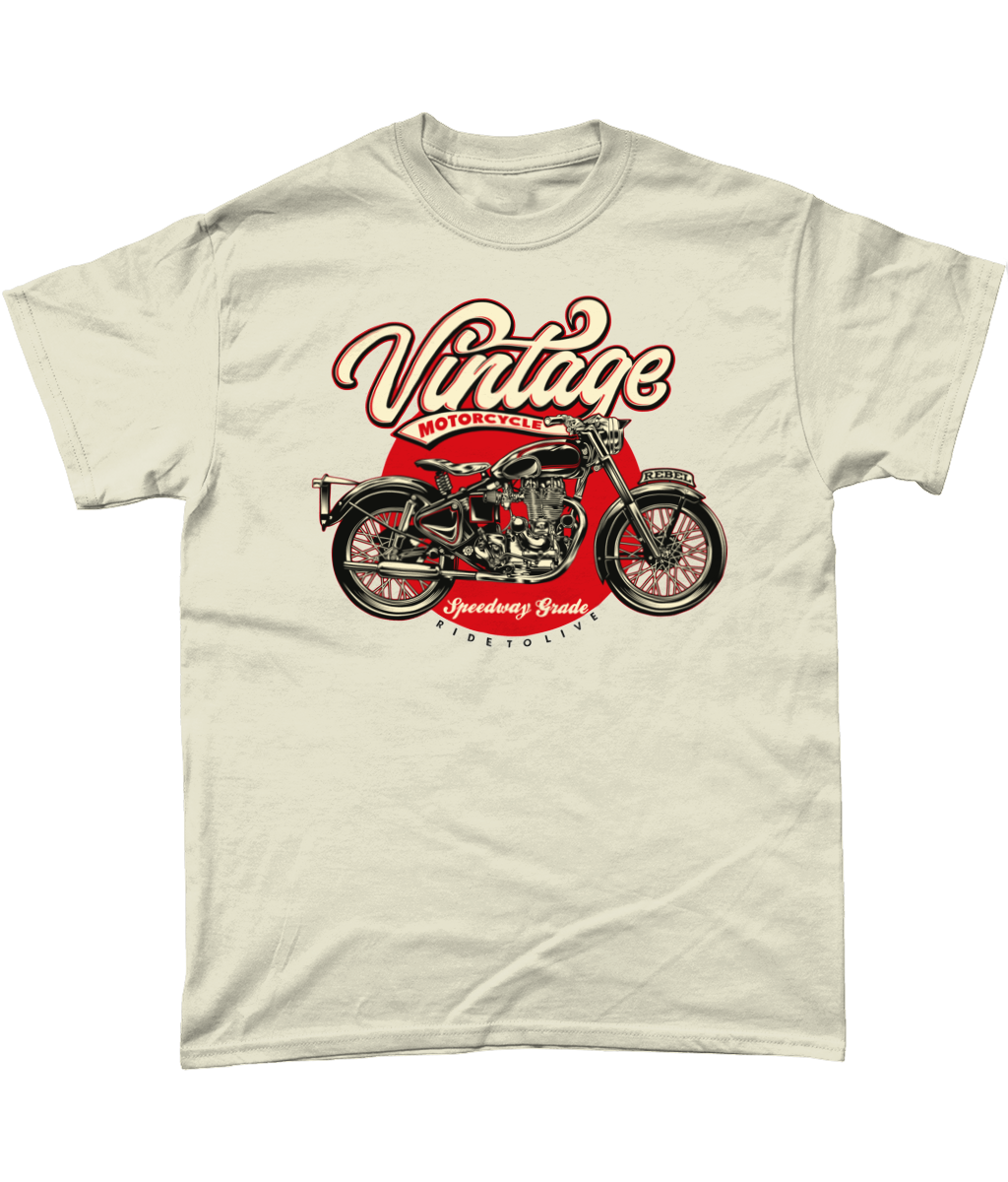 Vintage Motorcycle - Heavy Cotton T-Shirt