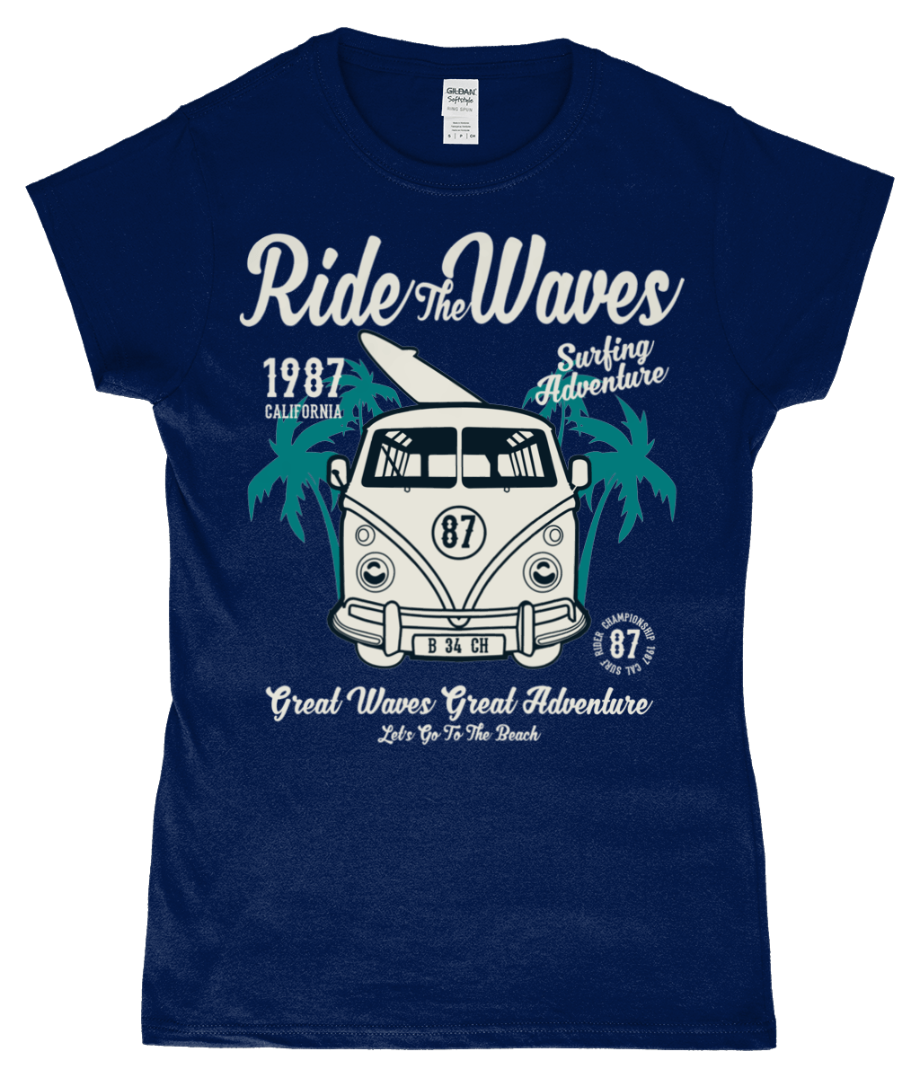 Ride The Waves – Gildan SoftStyle® Ladies Fitted Ringspun T-Shirt - Vitesse T-Shirts UK