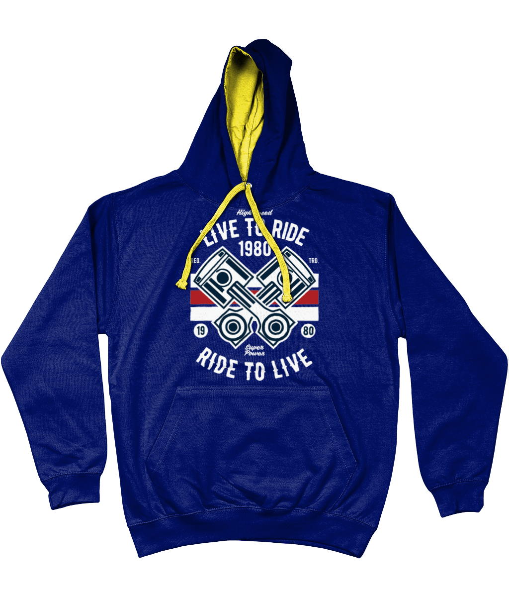 Live To Ride 1980 – AWDis Varsity Hoodie - Vitesse T-Shirts UK