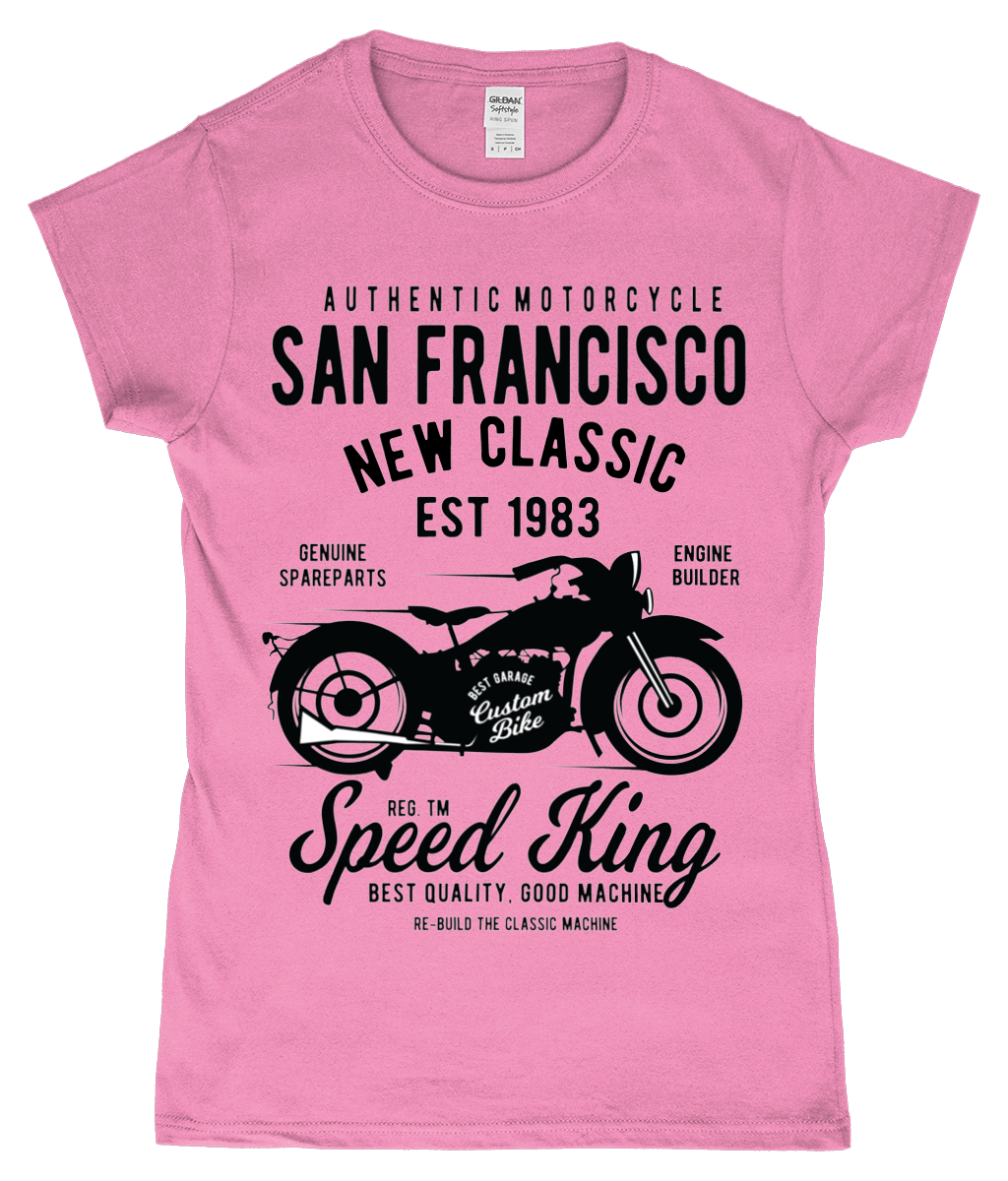 San Francisco Motorrad - Gildan SoftStyle® tailliertes ringgesponnenes T-Shirt für Damen