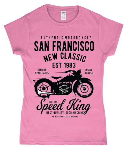 San Francisco Motorrad - Gildan SoftStyle® tailliertes ringgesponnenes T-Shirt für Damen