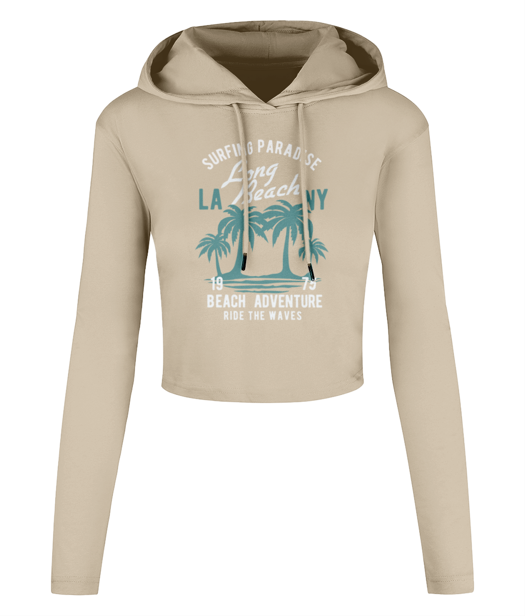 Beach Adventure - Women's Cropped Hooded T-shirt