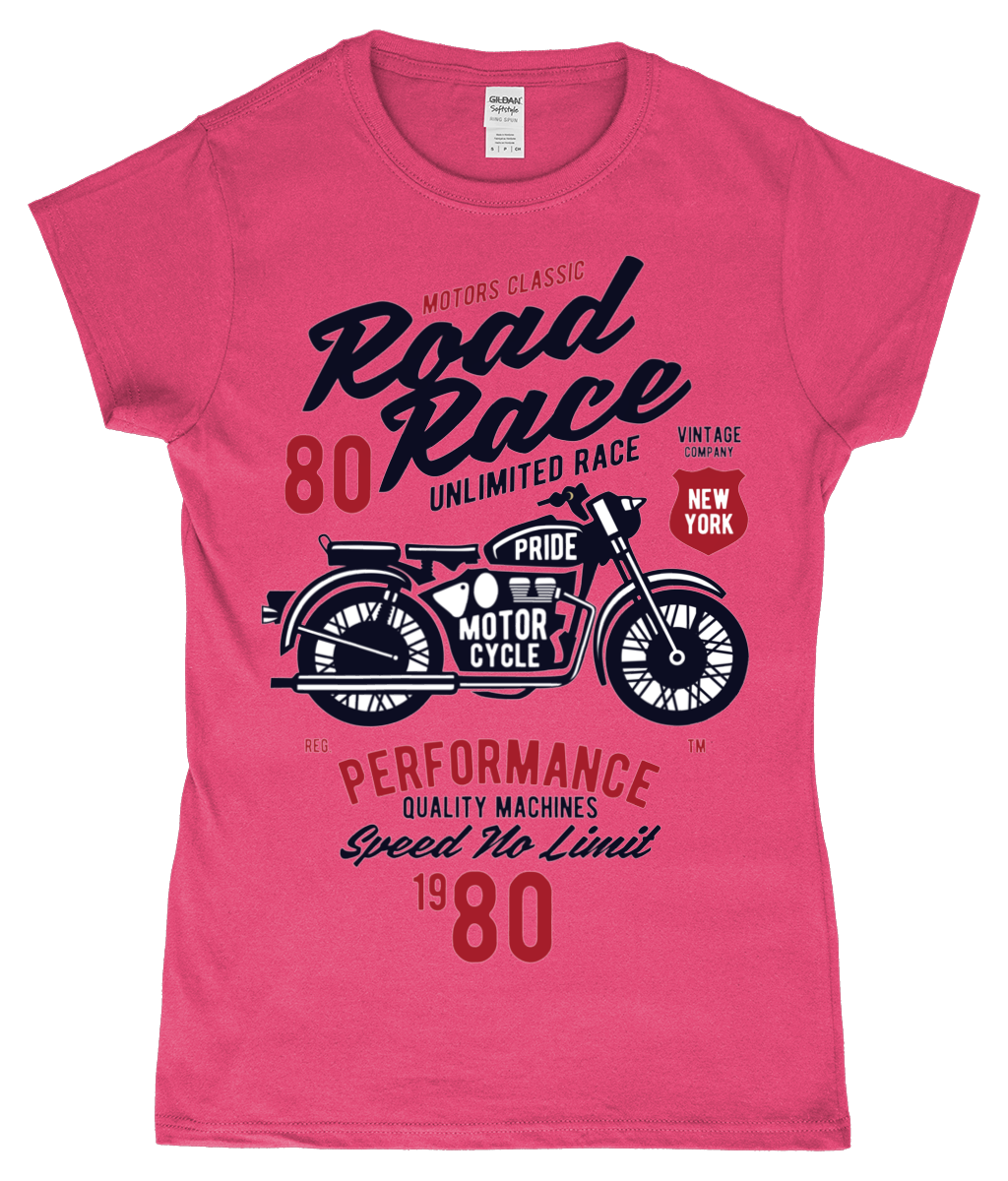 Road Race Motorcycle - SoftStyle Ladies Fitted Ringspun T-Shirt