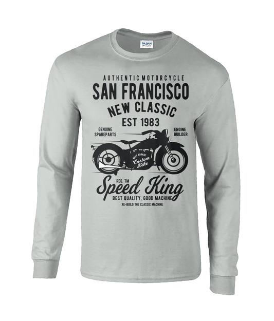 T-shirt à manches longues en coton ultra doux avec moto de San Francisco