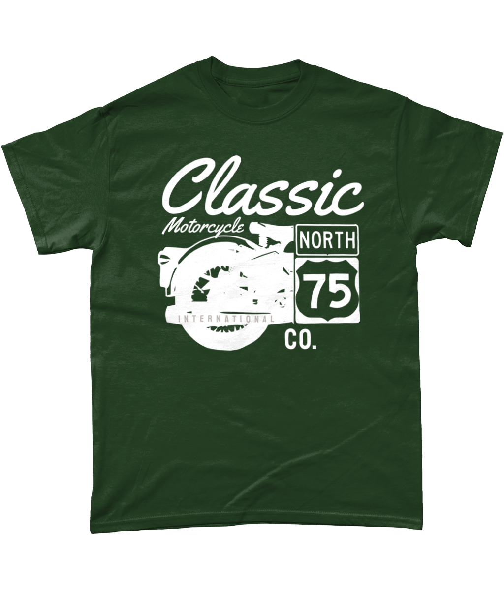 T-shirt en coton épais Gildan - Moto classique 75 blanc