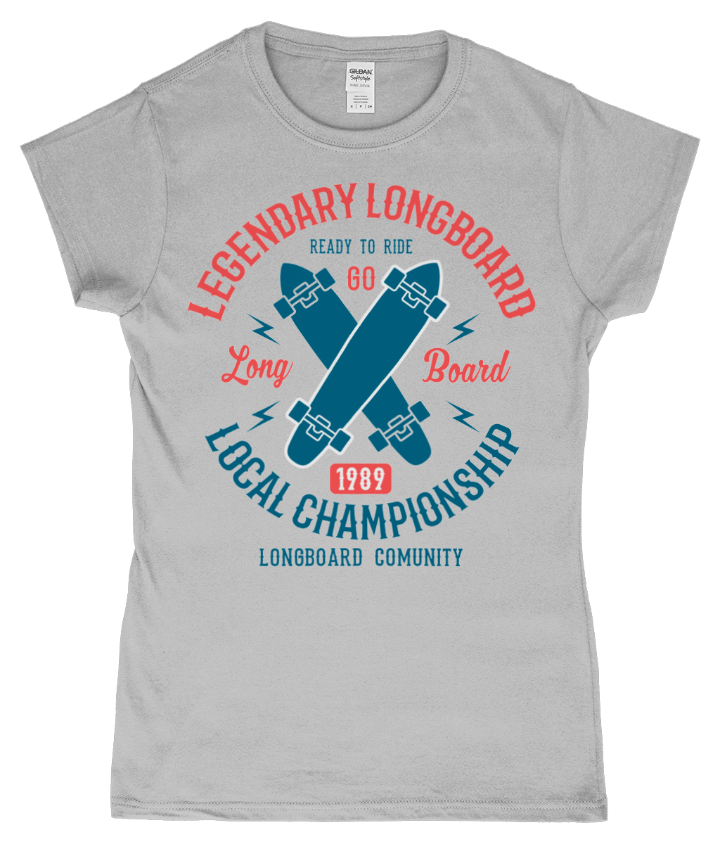 Legendary Longboard – Gildan SoftStyle® Ladies Fitted Ringspun T-Shirt - Vitesse T-Shirts UK