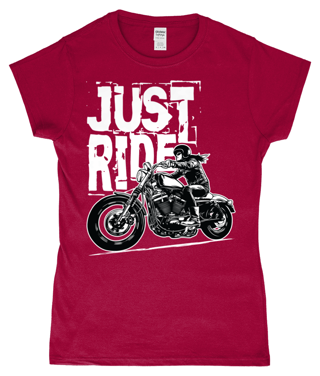 Biker Girl White – SoftStyle® Ladies Fitted Ringspun T-Shirt - Vitesse T-Shirts UK