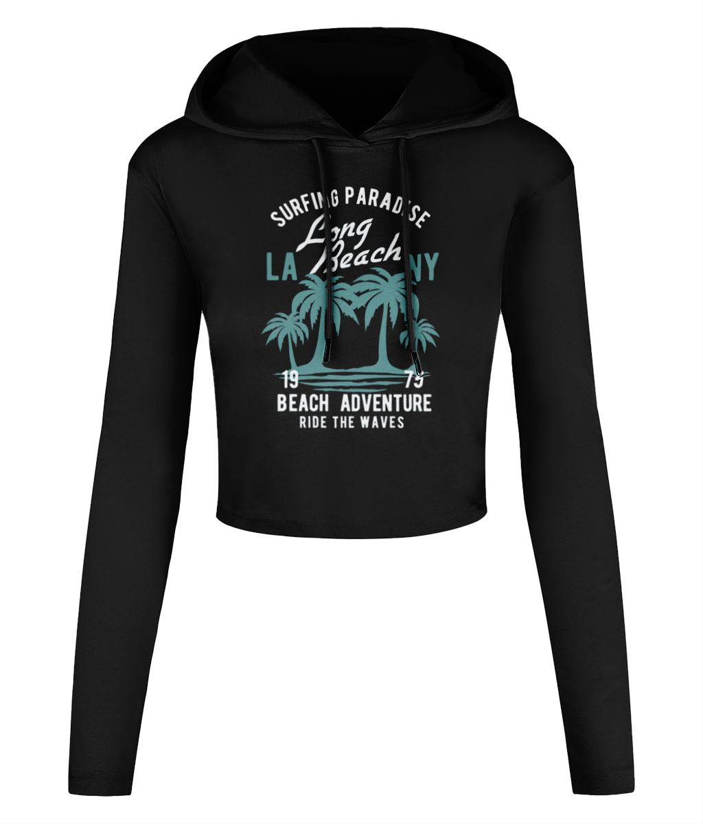 Beach Adventure - Women's Cropped Hooded T-shirt