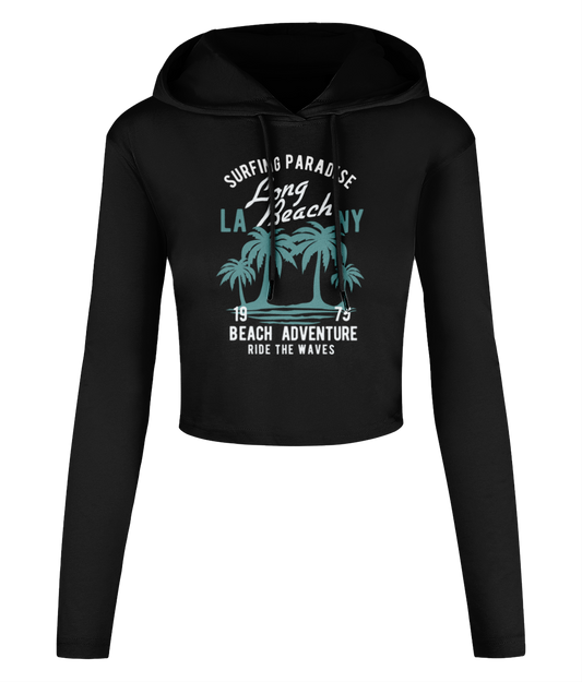 Beach Adventure - Women's Cropped Hooded T-shirt