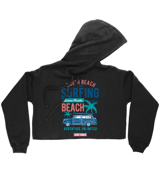 South Beach v2 - Bella Ladies Cropped Hoodie - Vitesse T-Shirts UK