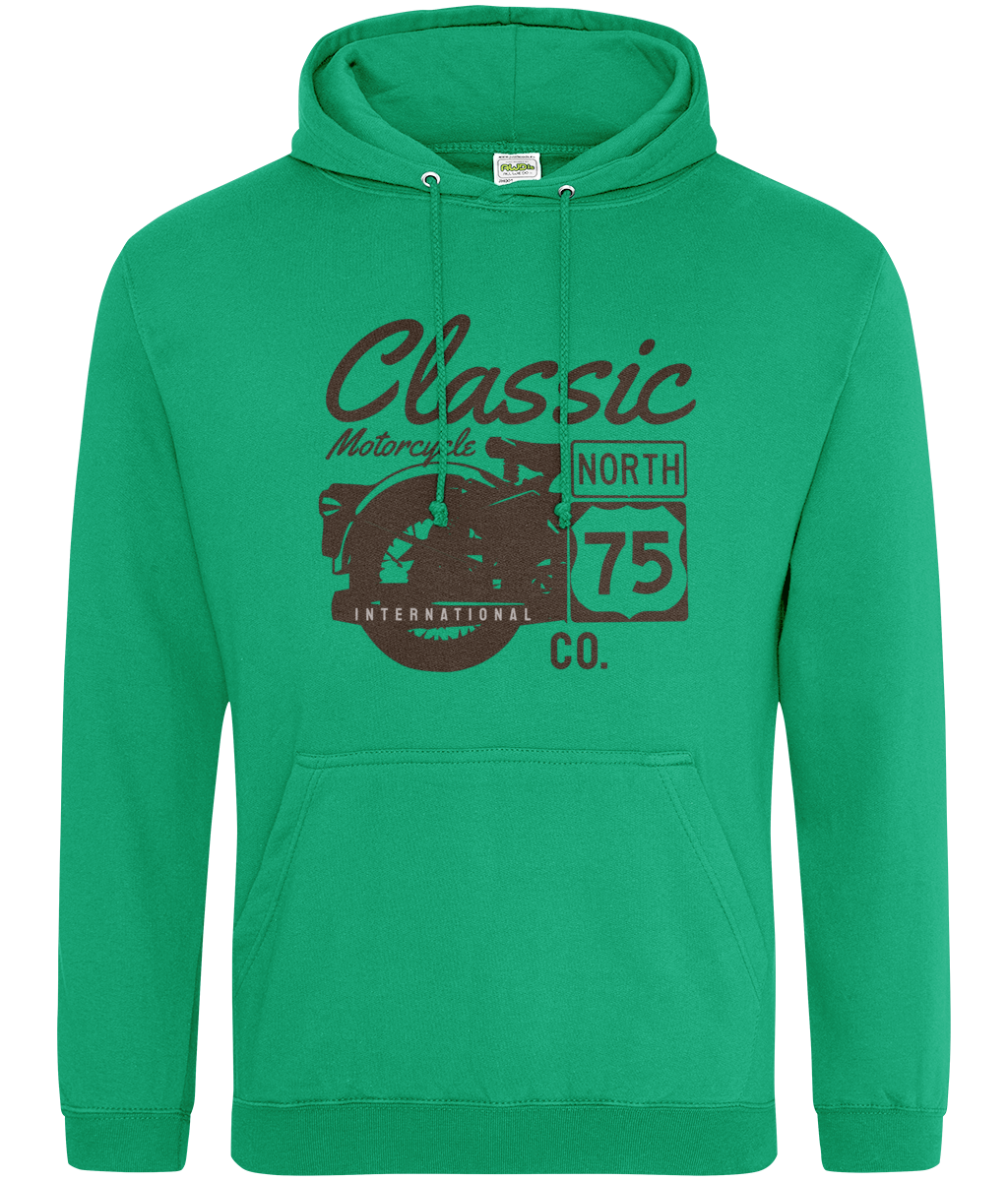 Classic Motorcycle 75 Black - AWDis College Hoodie