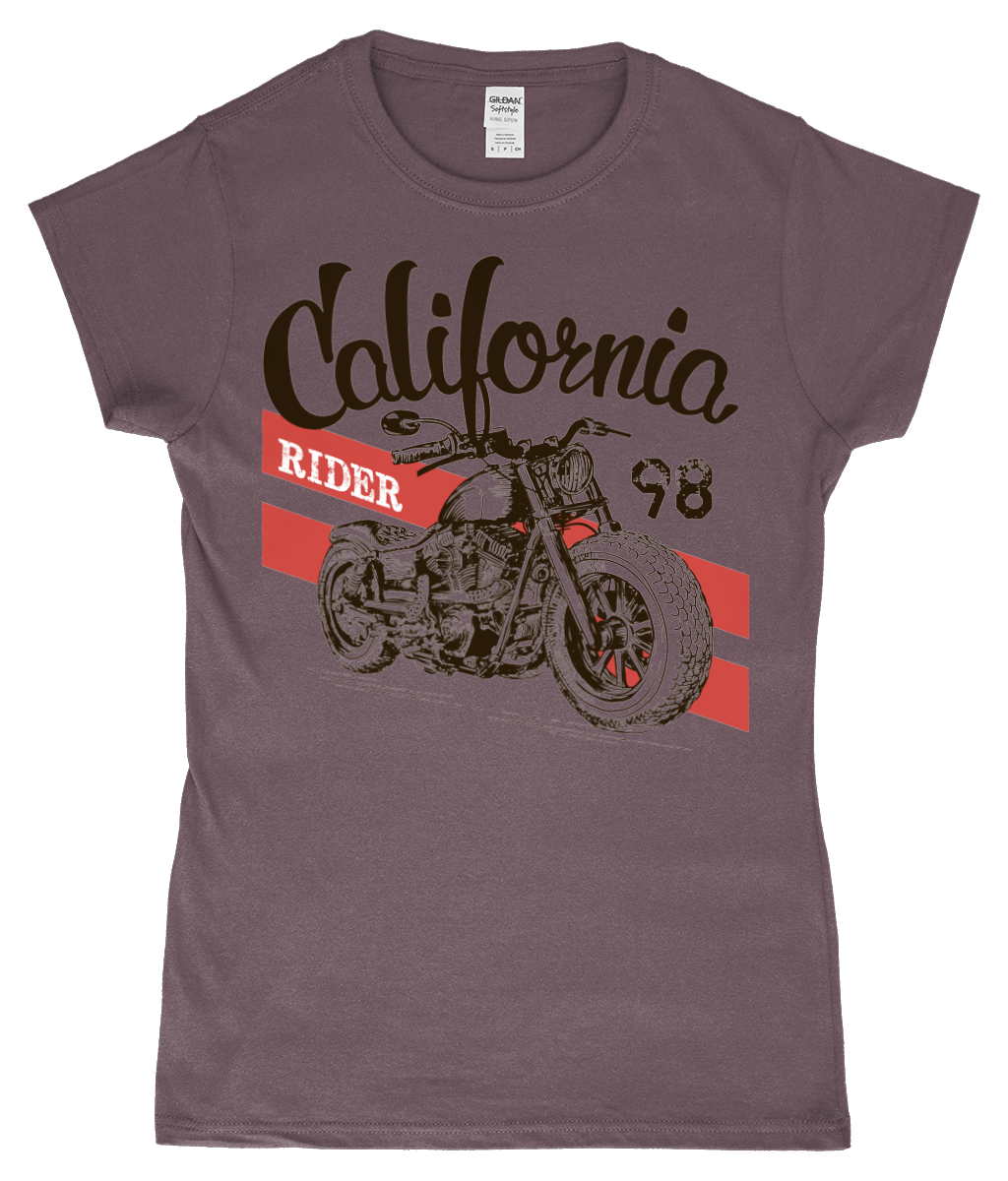 California Rider - Gildan SoftStyle® Ladies Fitted Ringspun T-Shirt - Vitesse T-Shirts UK