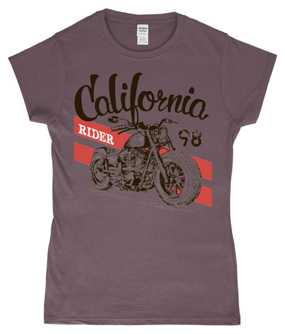 California Rider - Gildan SoftStyle® Ladies Fitted Ringspun T-Shirt - Vitesse T-Shirts UK