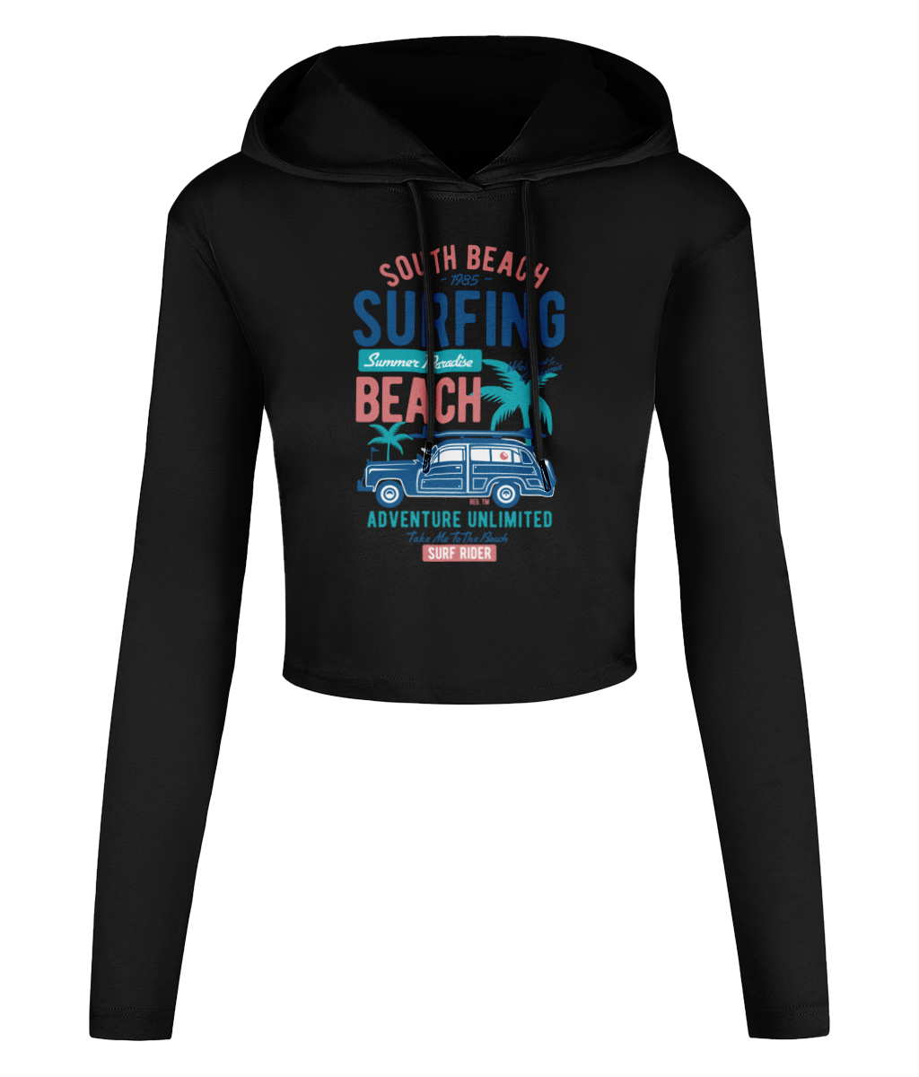 South Beach v2 - Women's Cropped Hooded T-shirt