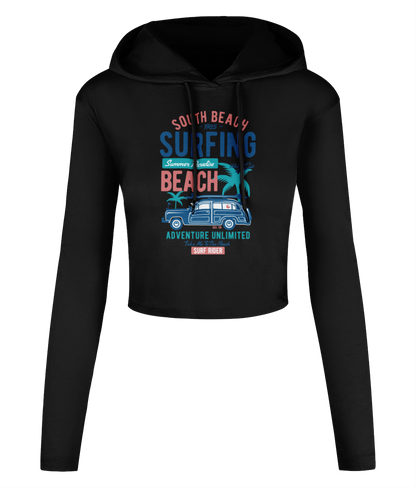 South Beach v2 - Women's Cropped Hooded T-shirt