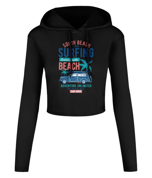 South Beach v2 - Women's Cropped Hooded T-shirt