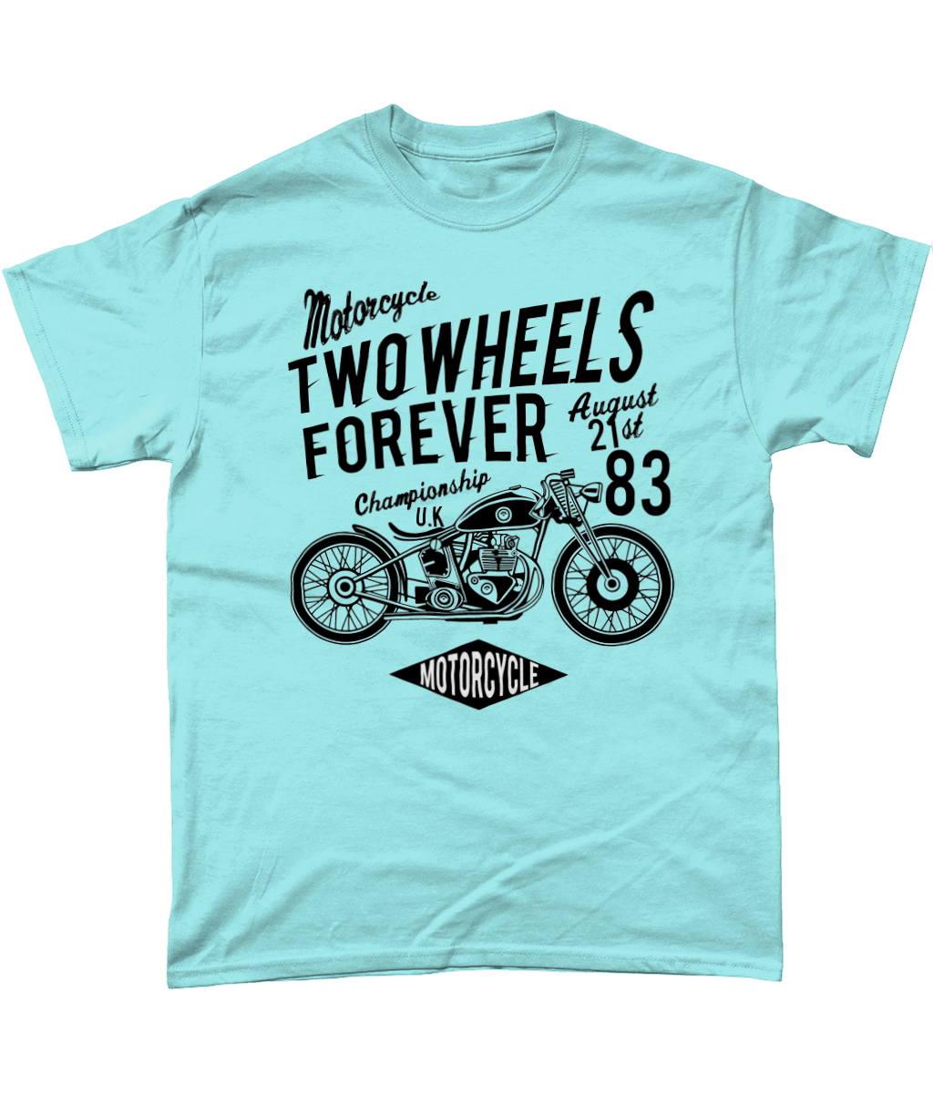 Two Wheels Forever Black – Gildan Heavy Cotton T-Shirt - Vitesse T-Shirts UK