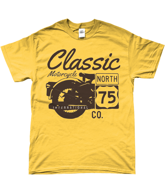 Klassisches Motorrad 75 Schwarz - Gildan SoftStyle® Ringspun T-Shirt