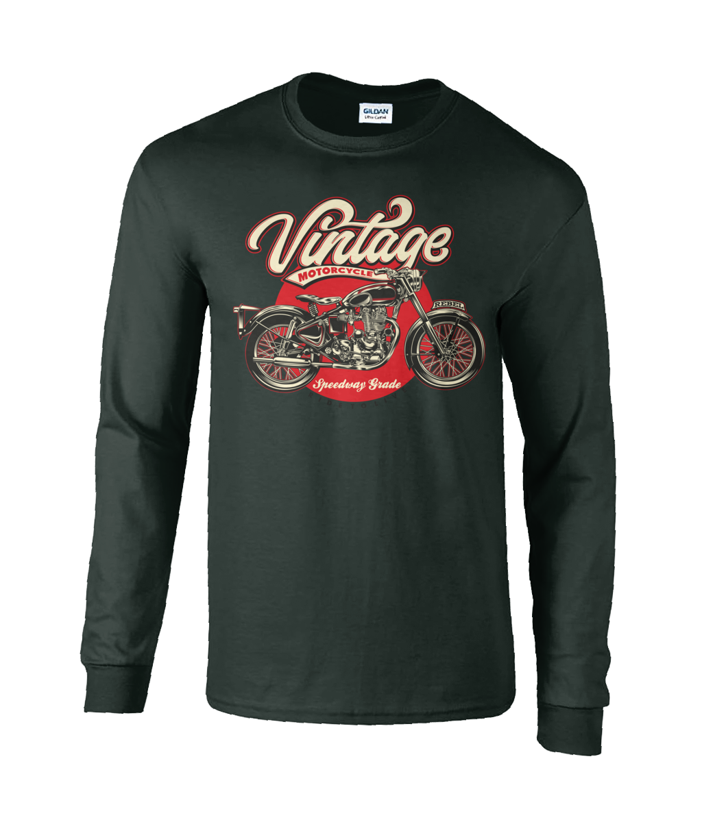 Moto vintage - T-shirt à manches longues en coton ultra