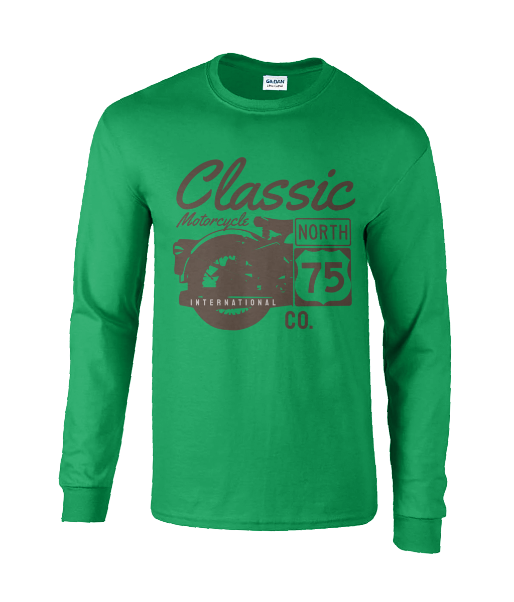 Classic Motorcycle 75 Black - Ultra Cotton Long Sleeve T-Shirt